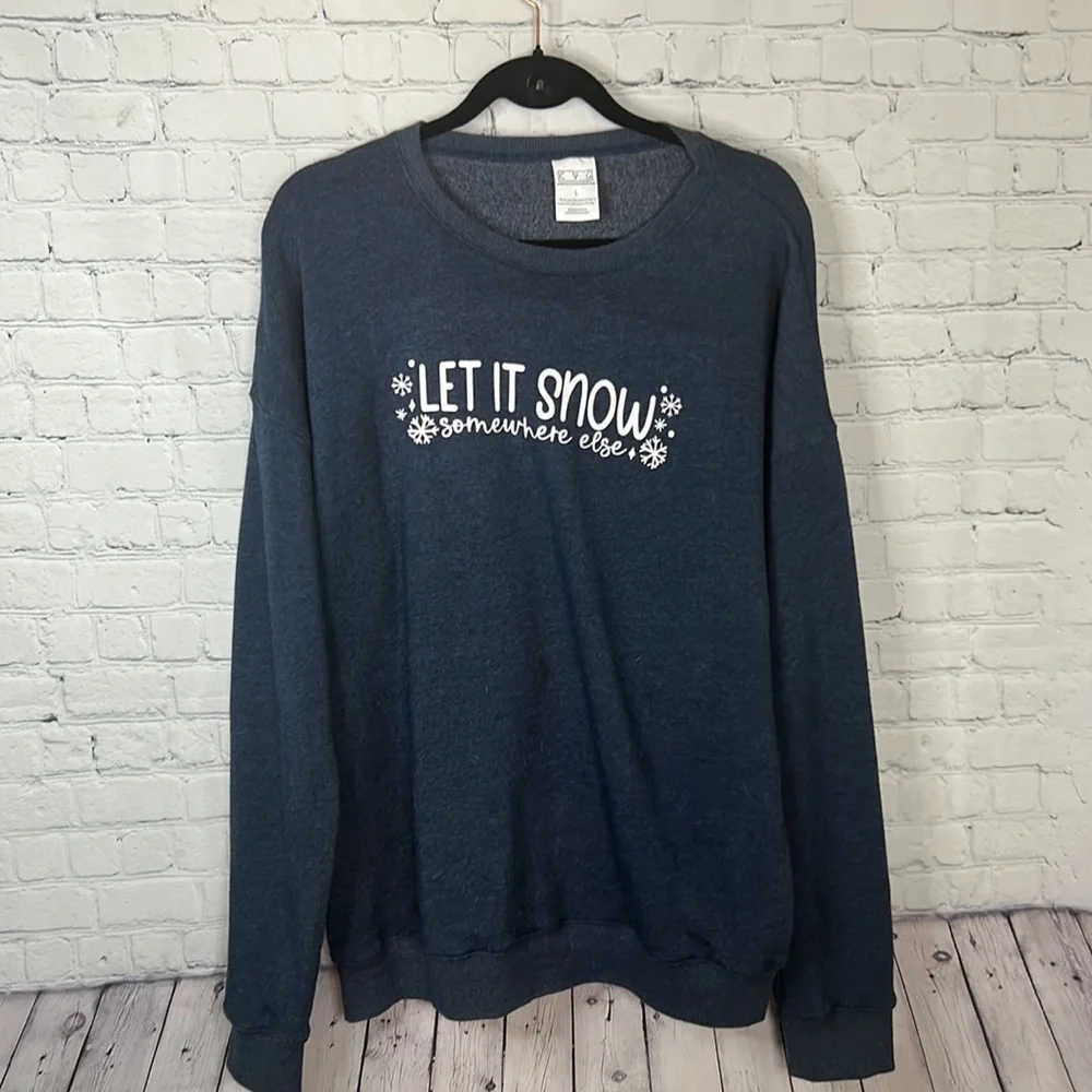 Constantly Varied Gear charcoal gray “Let It Snow Somewhere Else” crew neck Sz L - Picture 1 of 5